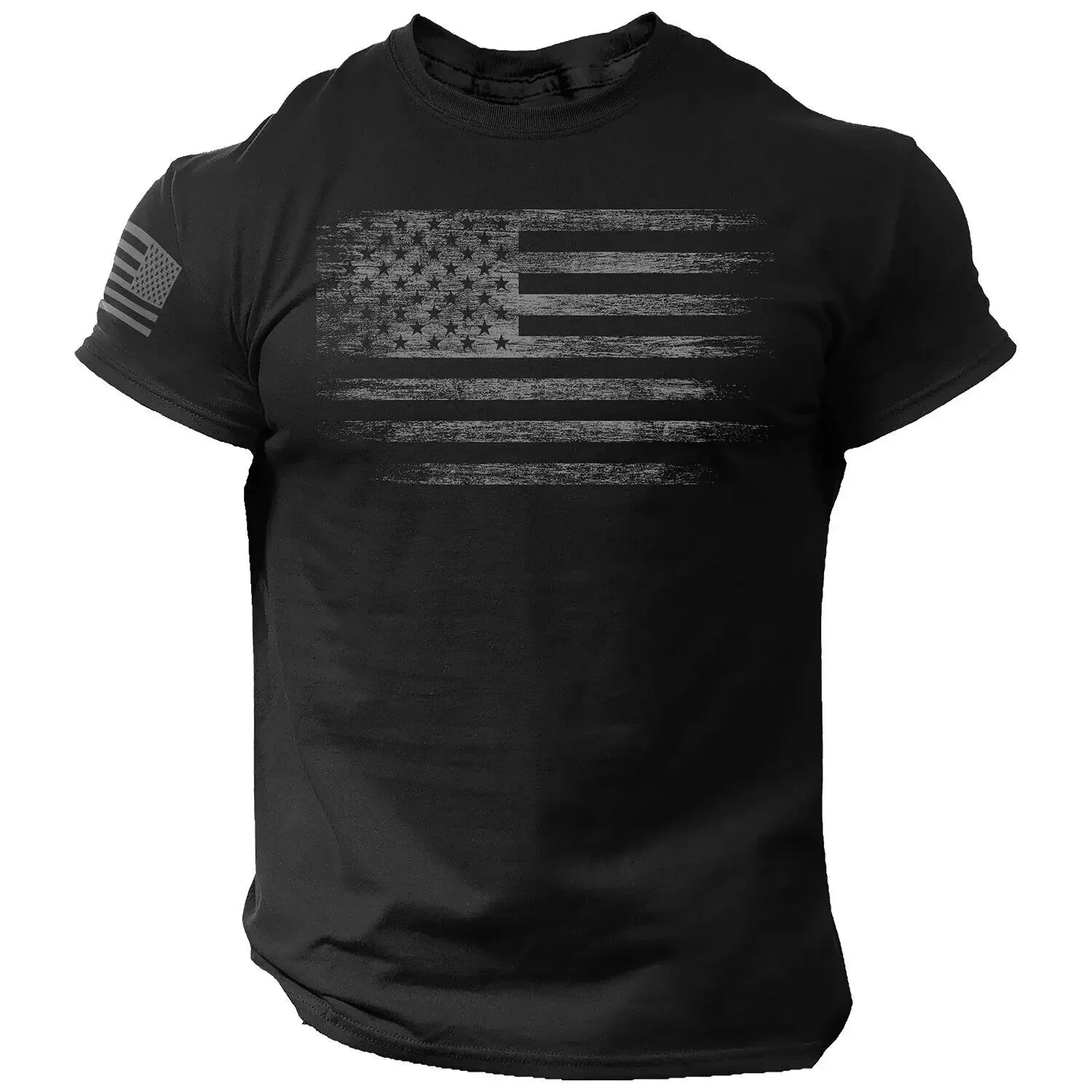 Men’s Oversized Gym T-Shirt – 3D USA Flag Print, Breathable Sports Tee