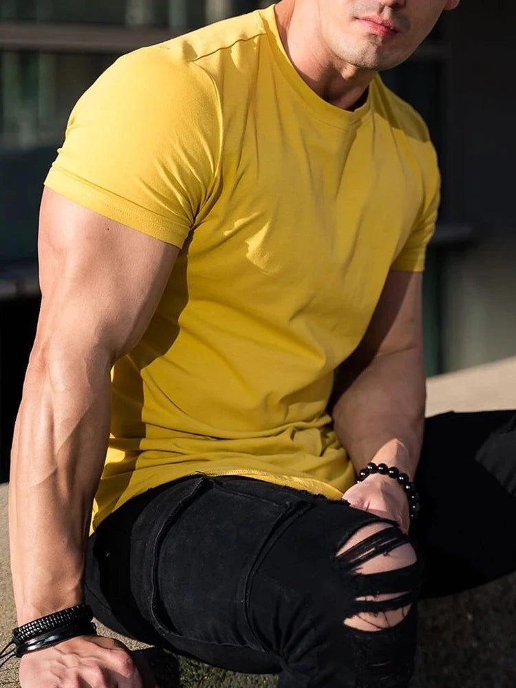Men’s Gym Sport T-Shirt – High Quality Cotton Fitness Shirt