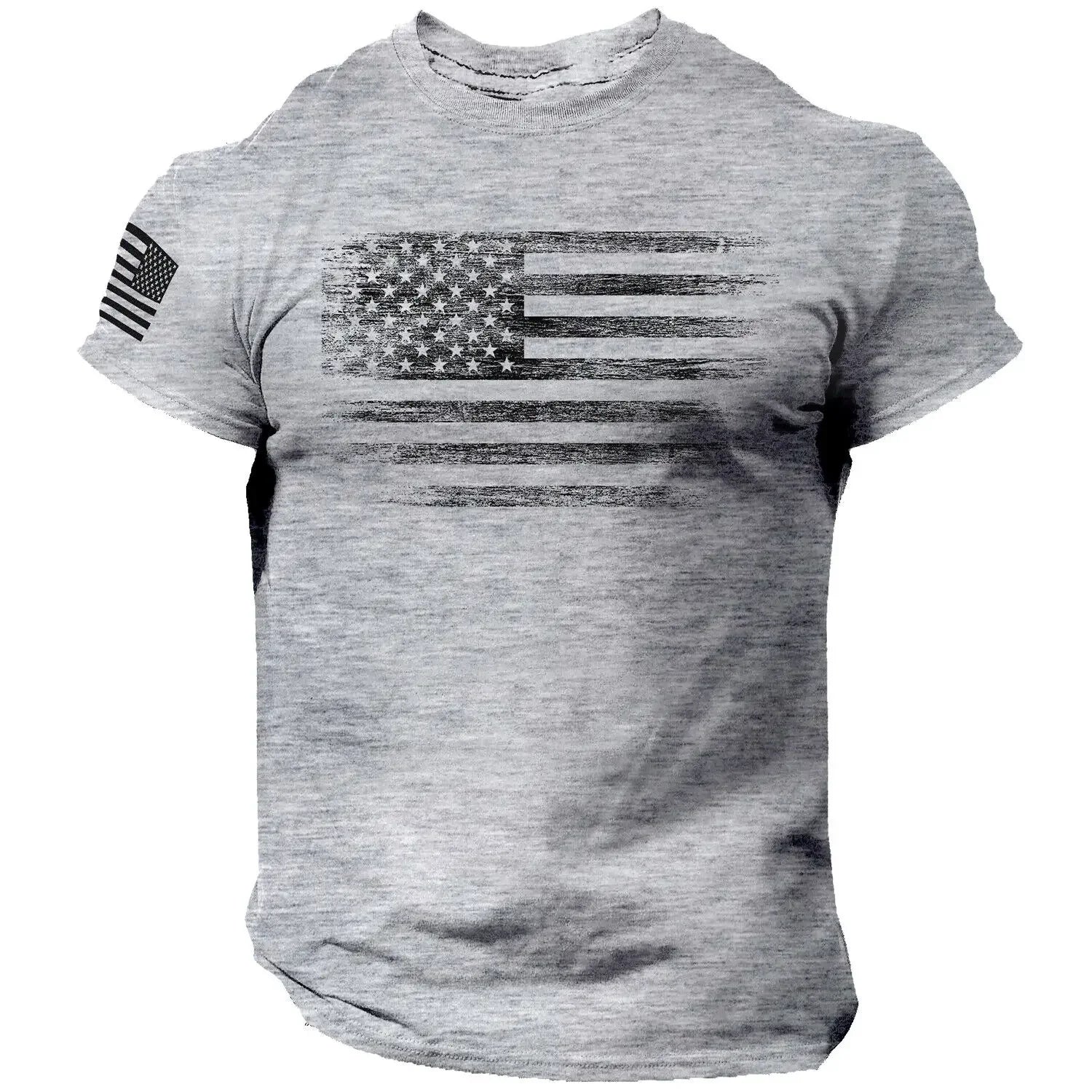 Men’s Oversized Gym T-Shirt – 3D USA Flag Print, Breathable Sports Tee