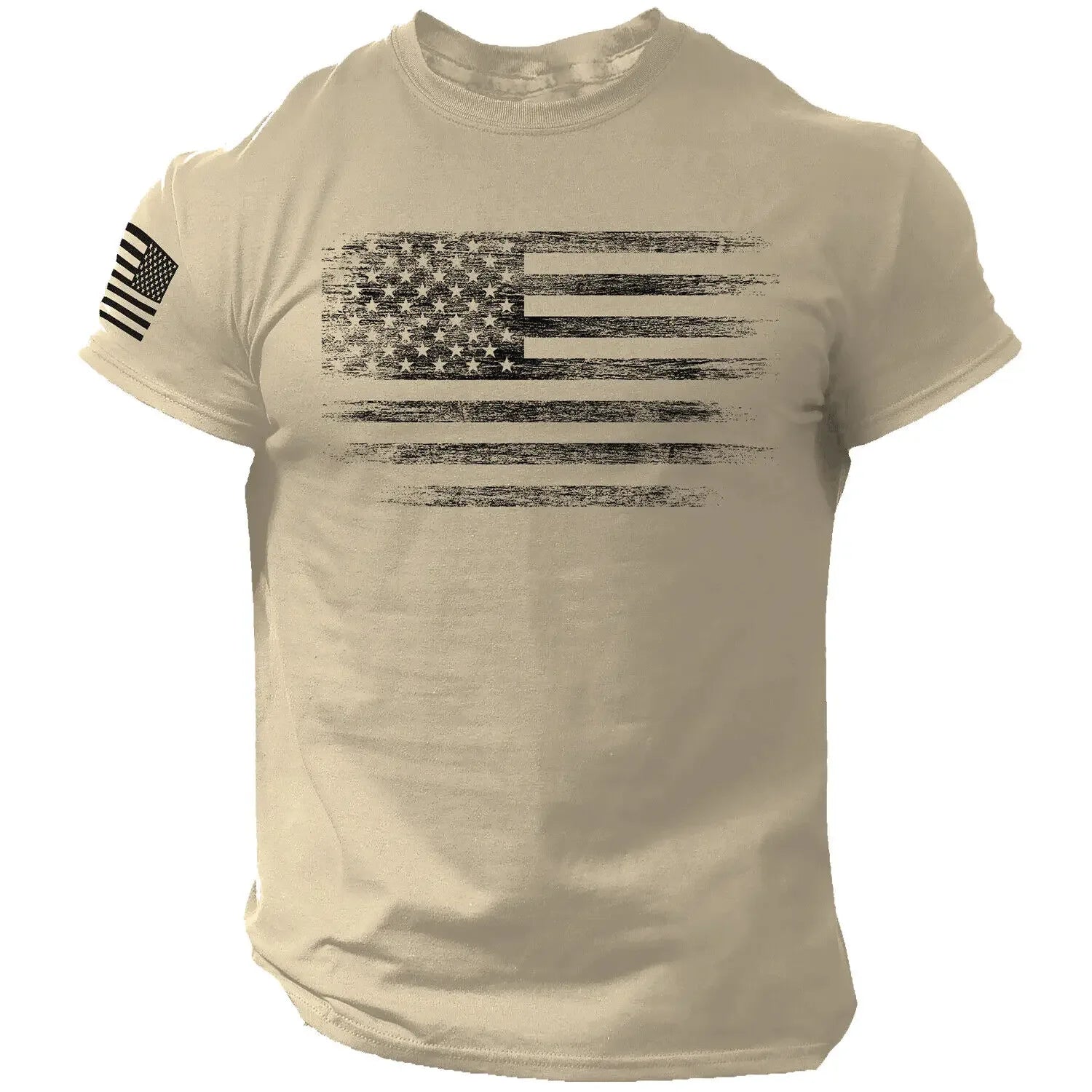 Men’s Oversized Gym T-Shirt – 3D USA Flag Print, Breathable Sports Tee
