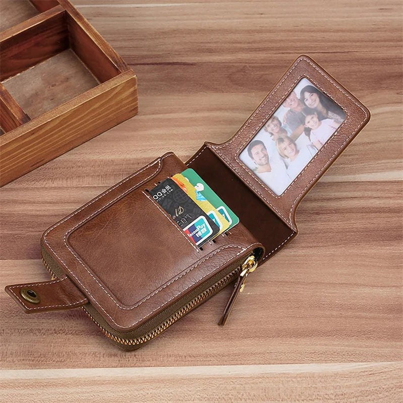 High-Quality Men’s Leather Wallet – Solid Color, Convenient & Long-Lasting
