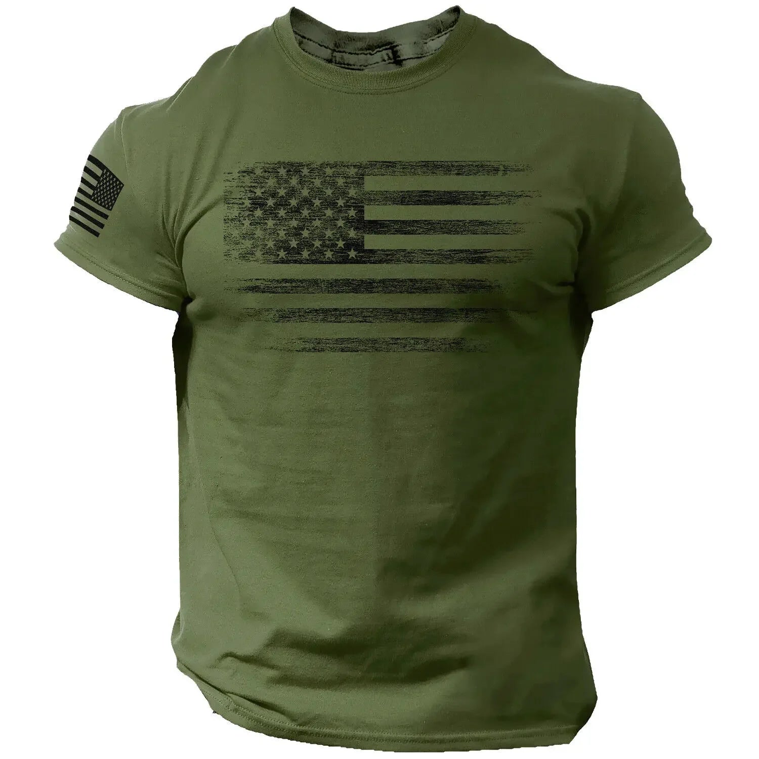 Men’s Oversized Gym T-Shirt – 3D USA Flag Print, Breathable Sports Tee