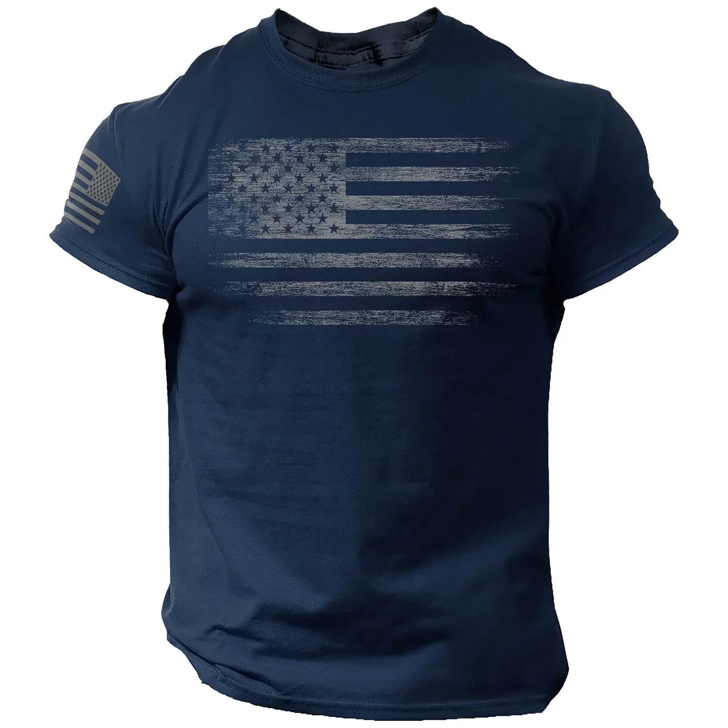 Men’s Oversized Gym T-Shirt – 3D USA Flag Print, Breathable Sports Tee